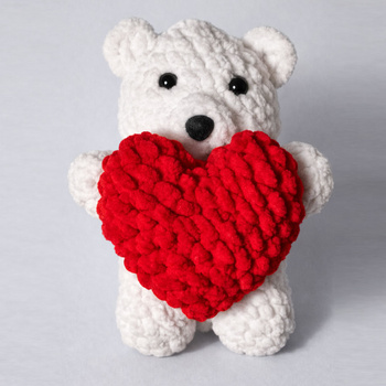 Biały Miś z Pachnącym Sercem - wykonany ręcznie