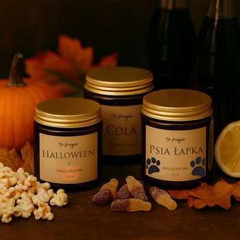 Szalona Jesień - zestaw 3 świec (Psia Łapka, Halloween, Cola)